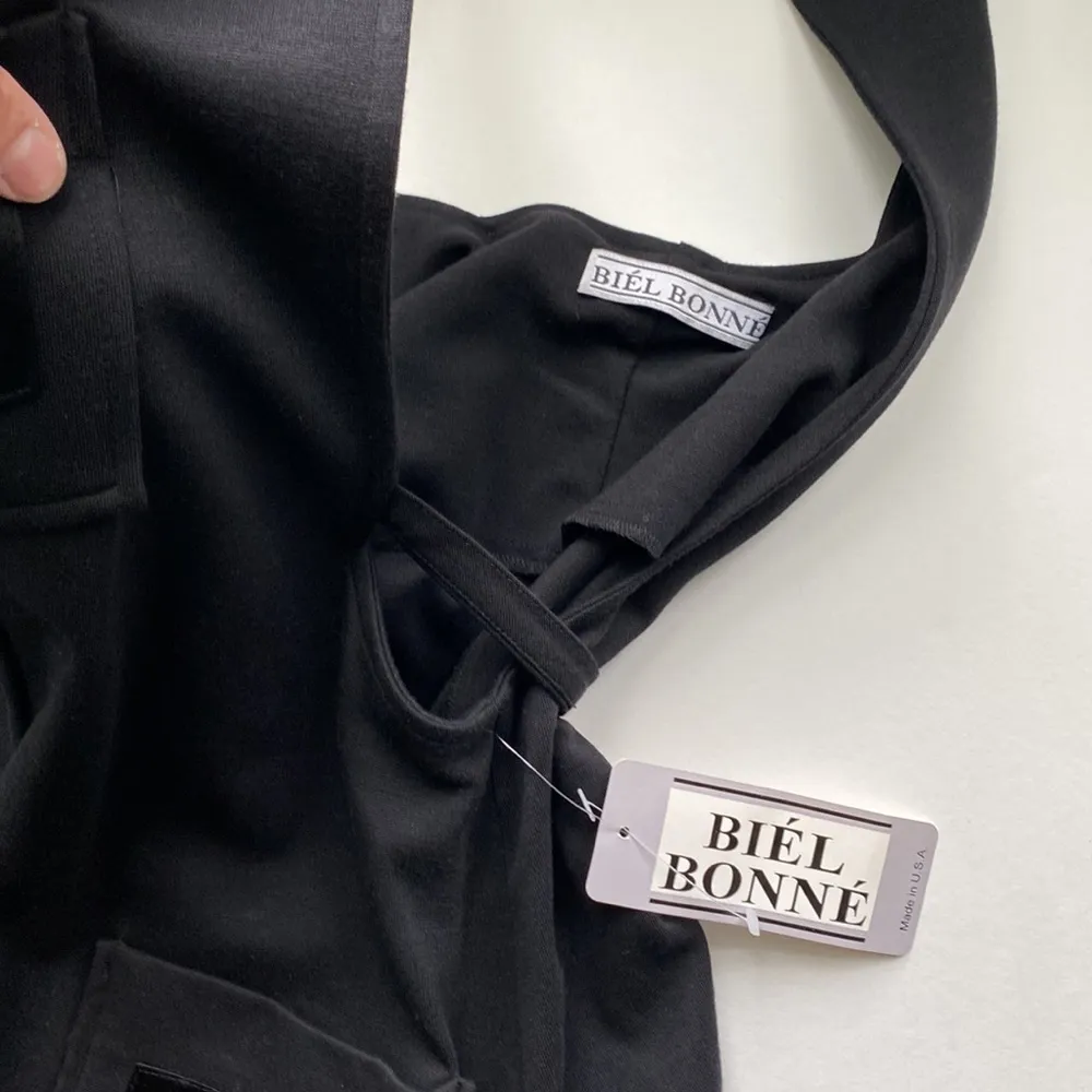 NWT french vintage black pocket overall maxi dress, size 12 - Image 9