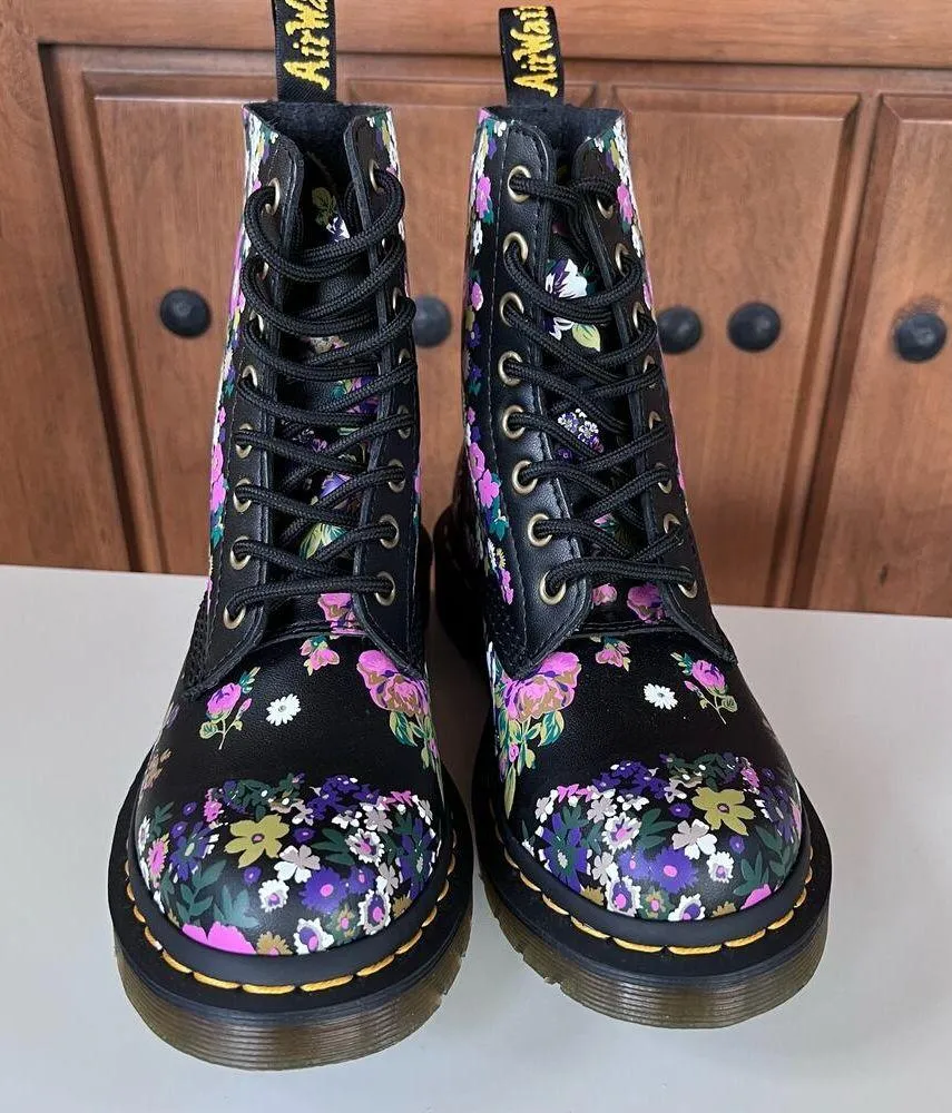 Doc Martens 1460 Pascal Women's‎ Vintage Floral Leather Lace Up Combat Boots - Image 3