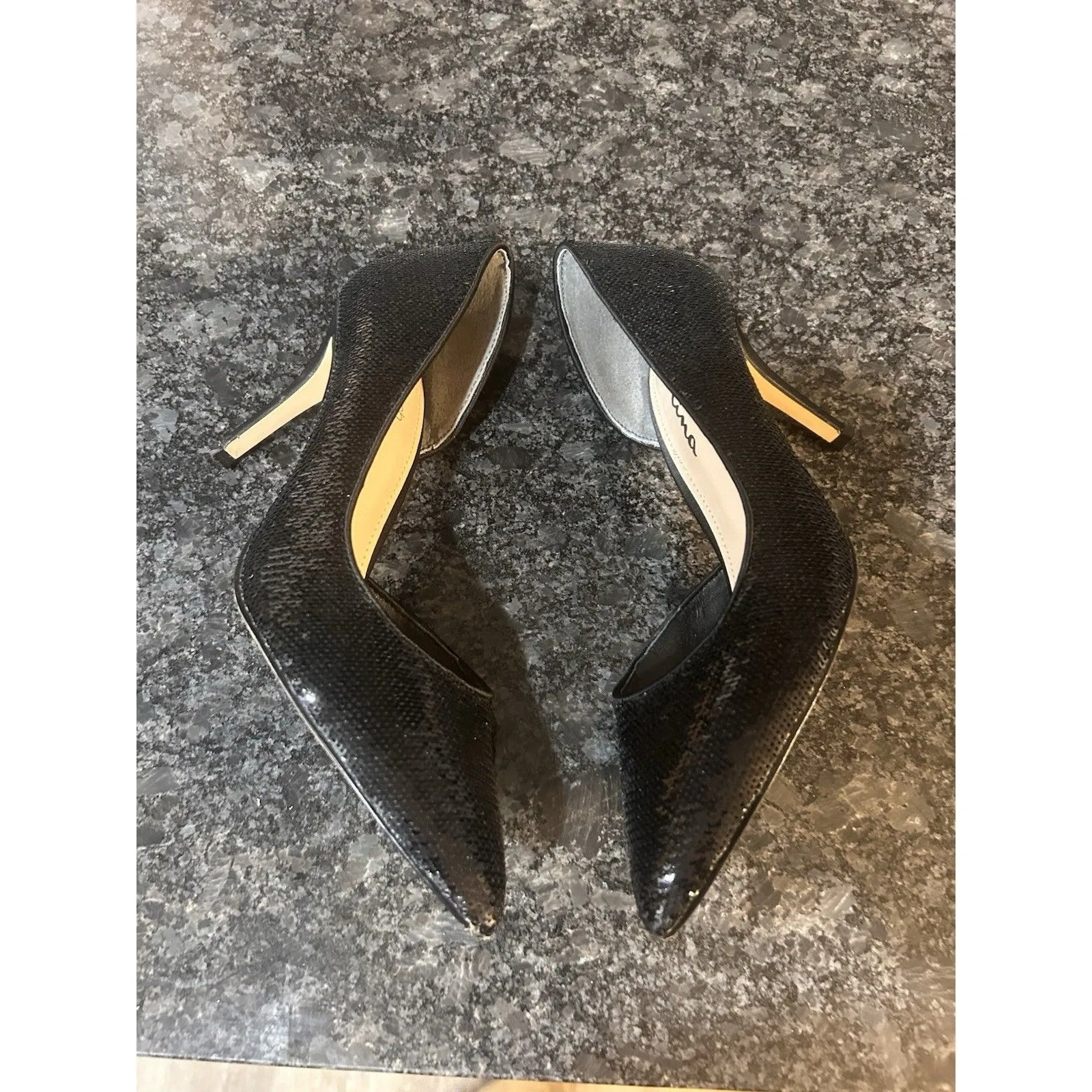 Touch of Nina High Heel Stiletto Sparkle Sequin Black Shoes Size 7.5 Formal - Image 4