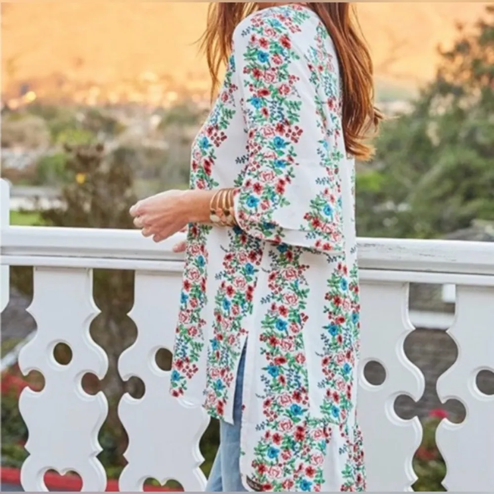 Matilda Jane Our Atlas Top Floral Button Up Boho Cottage Hi Low Hem Size Large - Image 4