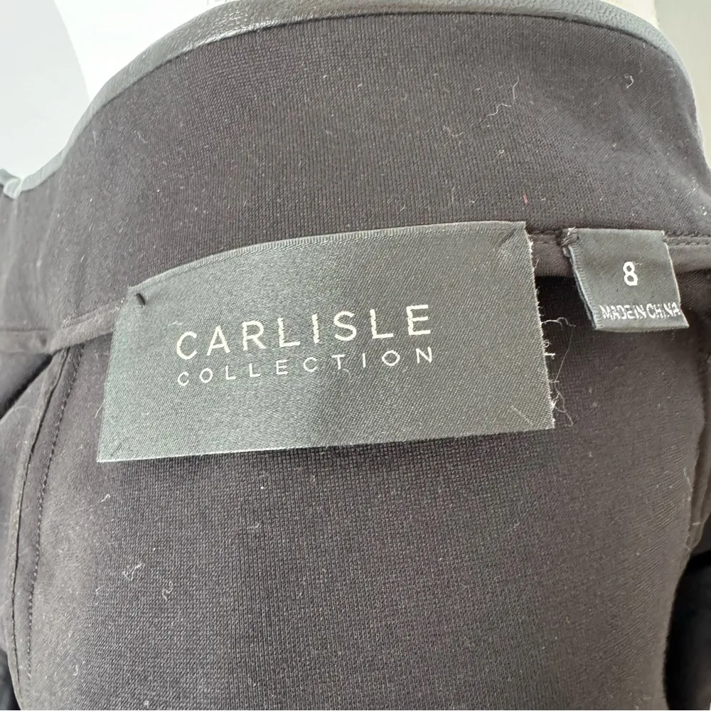 Carlisle Black Leather Mixed Media Jacket w/ Mandarin Collar‎ size 8 - Image 2