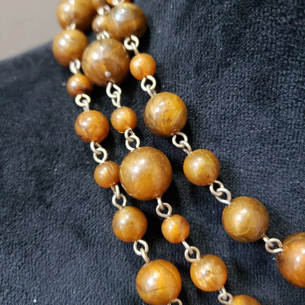 Womens 3 Strand Baltic Amber Beads Stereling Necklace Jewelry with Toggle Clasp Yellow - Image 6