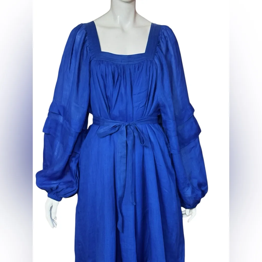 Banana Republic Royal Blue Midi Ramie Long Sleeve Dress Size XL - Image 6