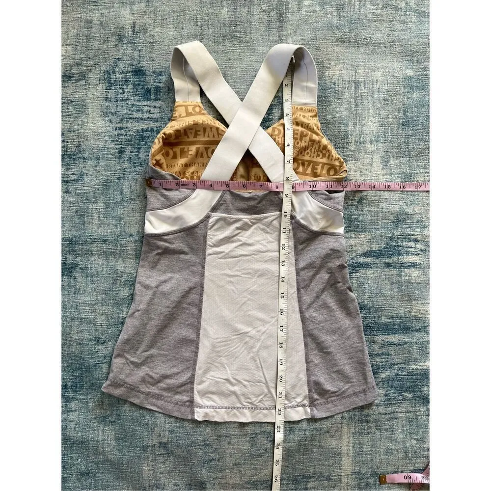 Lululemon Push Your Limits Tank Heathered Fossil Gray / White Size 4 - Image 3