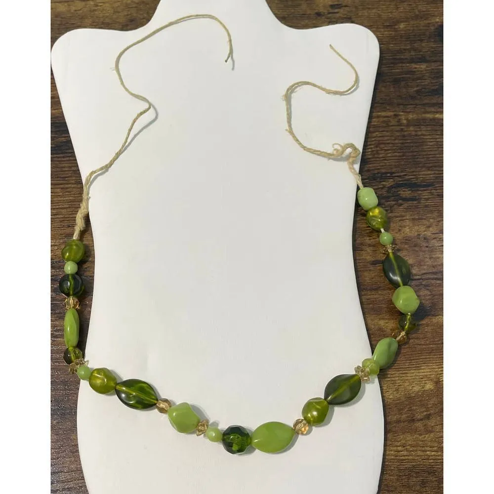 Beaded Tie String Fashion Statement Necklace Green‎ - Image 7