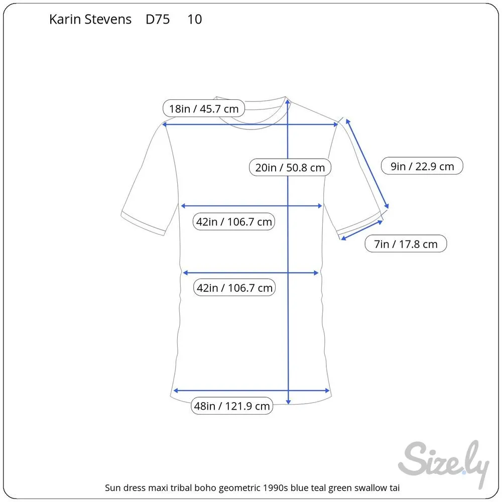 Sun dress maxi tribal boho geometric 1990s blue teal green swallow tail top - Image 4