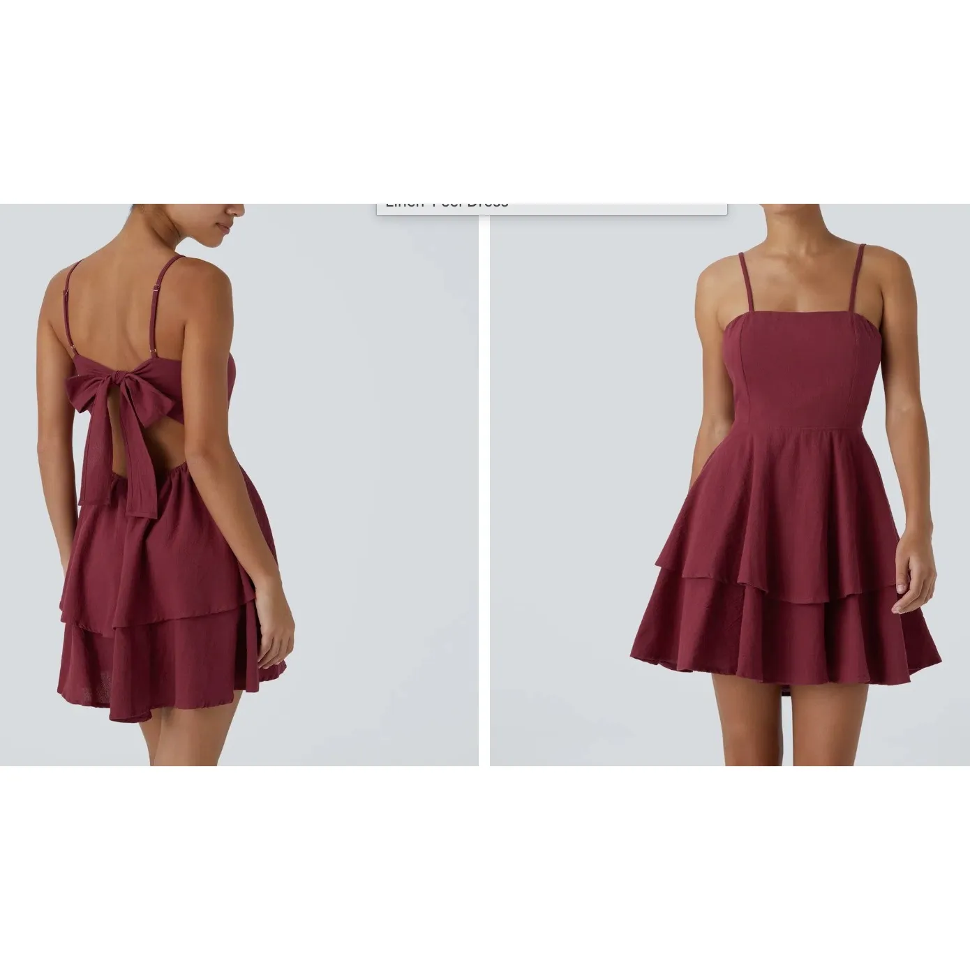 Halara Women's Tie Back Tiered Ruffle Flowy Slip Mini Casual Linen Feel Dress S - Image 11