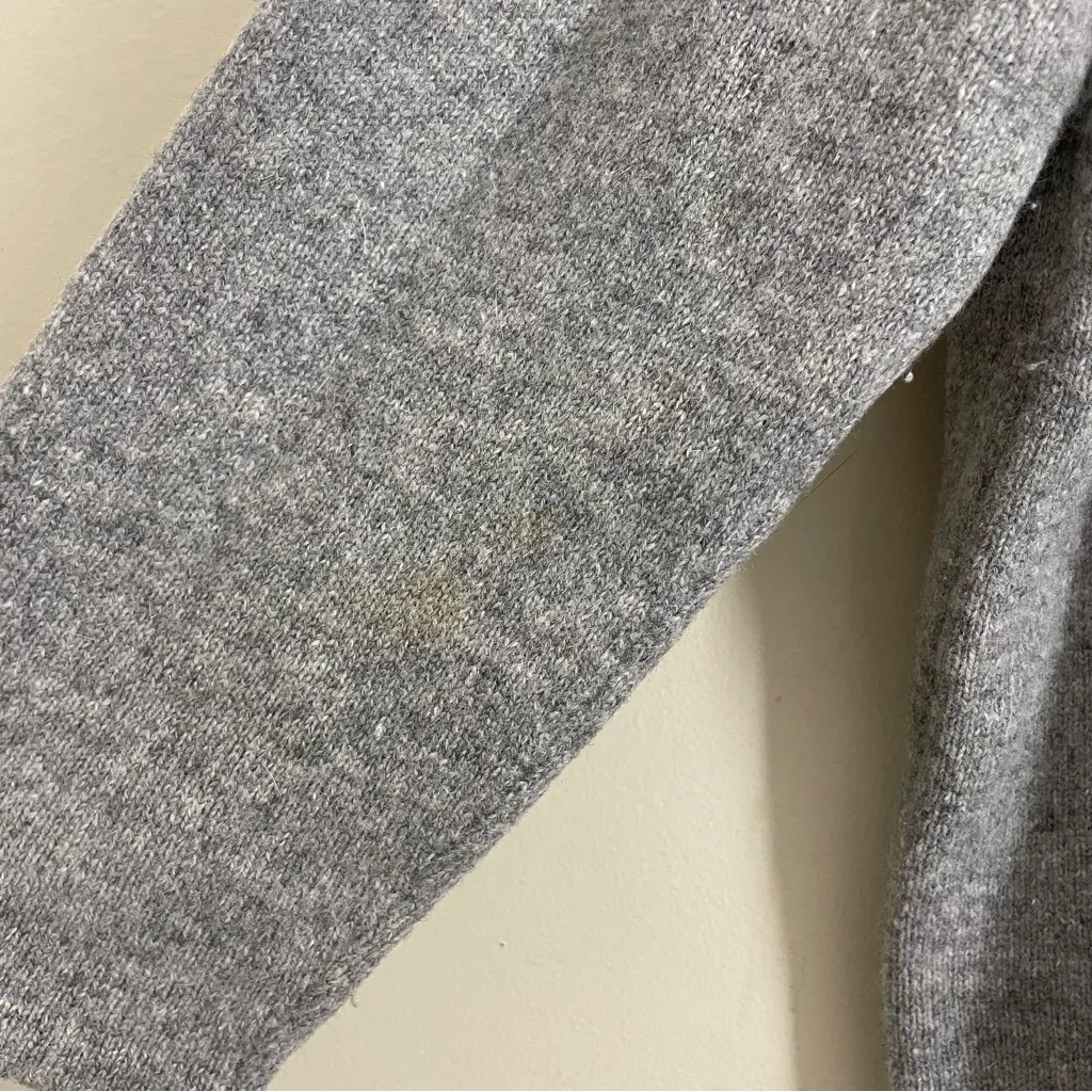 Garnet Hill Wool Angora Zip Cardigan Floral Embroidered Gray Size S - Image 8