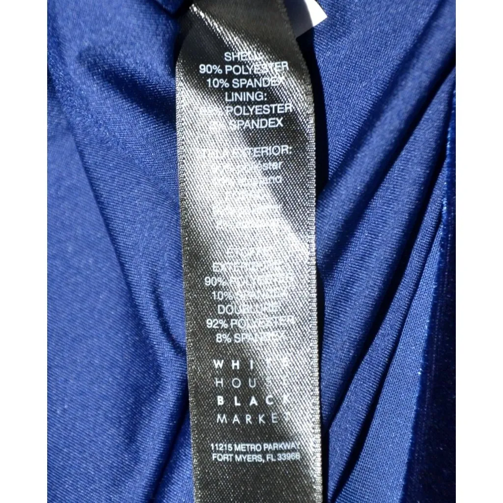 White House Black Market Bright Blue Velvet Blouse Top Size S Holiday Party - Image 8