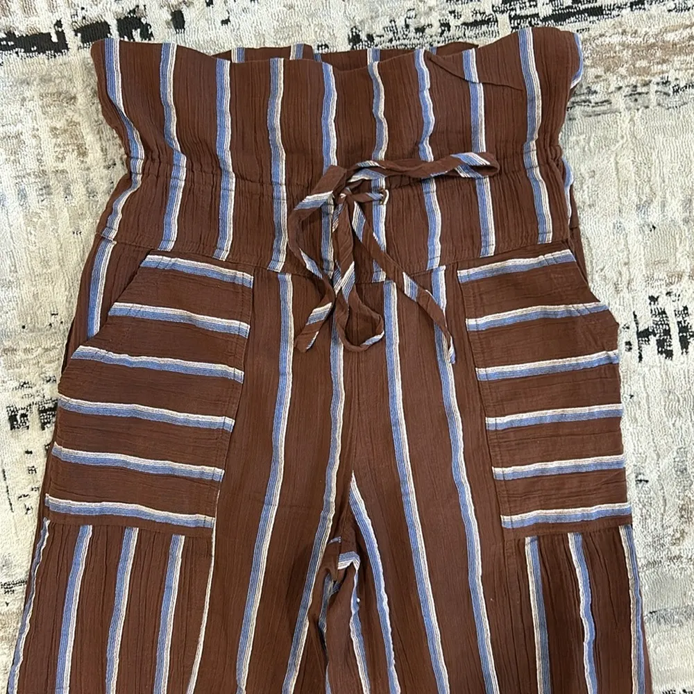 Free peoplele come to play striped wide leg cropped pants - Image 7