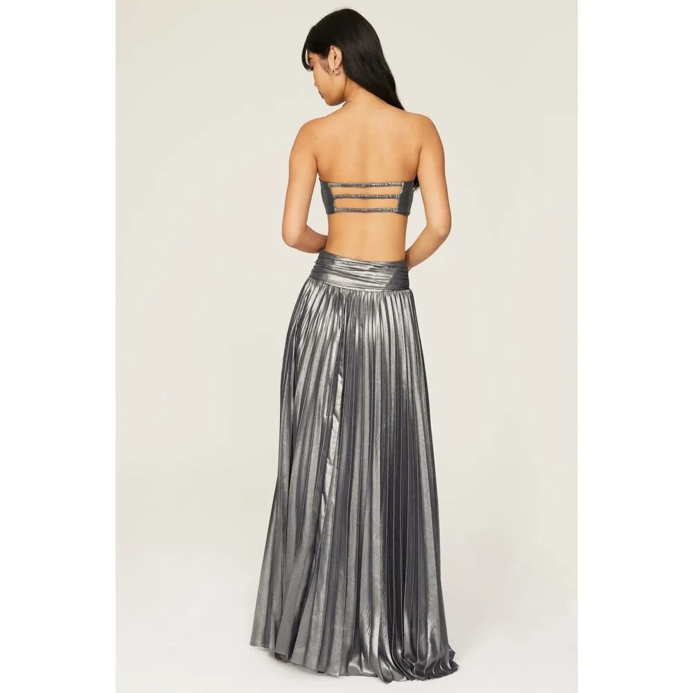 RAMY BROOK Silver Blue Gunmetal A-Line Strapless Destiny Gown Dress Size 6 - Image 2