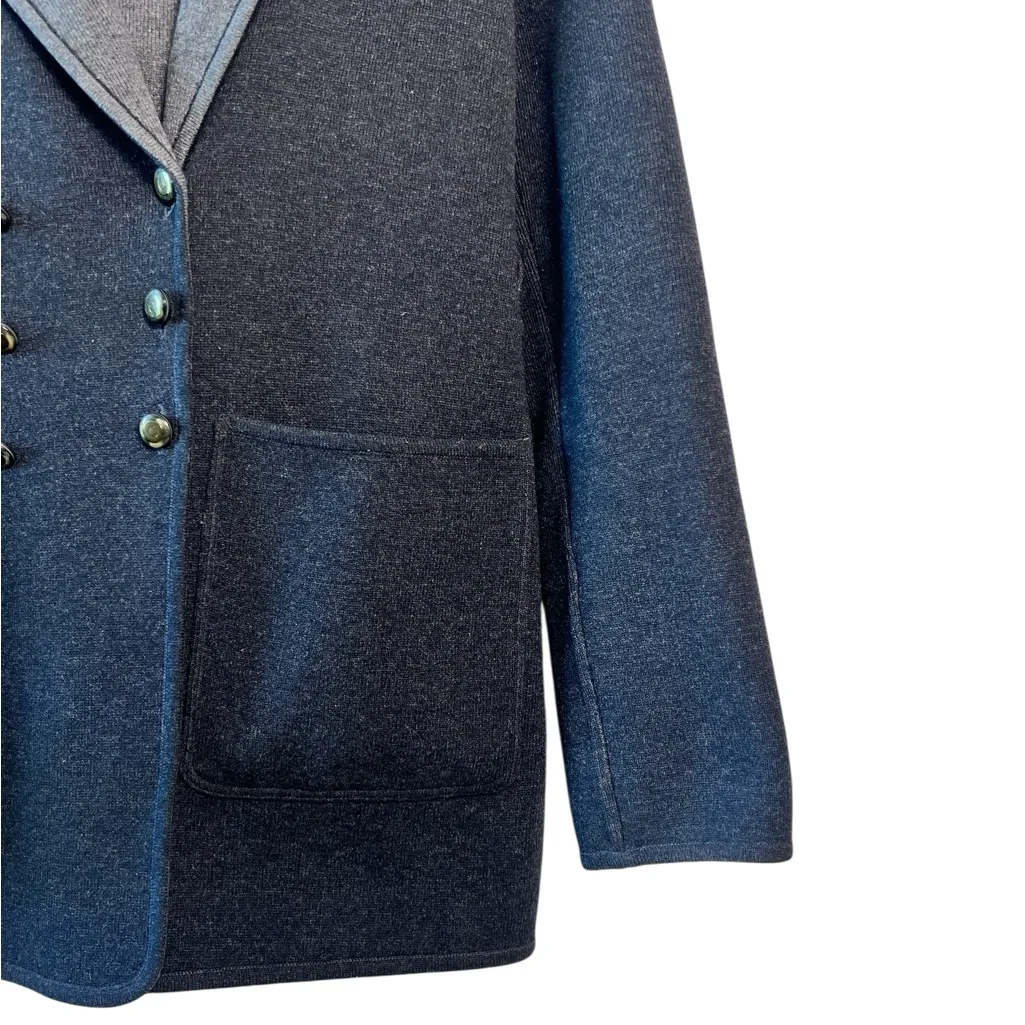 Vintage Escada Margaretha Ley Gray Wool‎ Cashmere Silk Knit Coat with Hood US 4 Black - Image 4