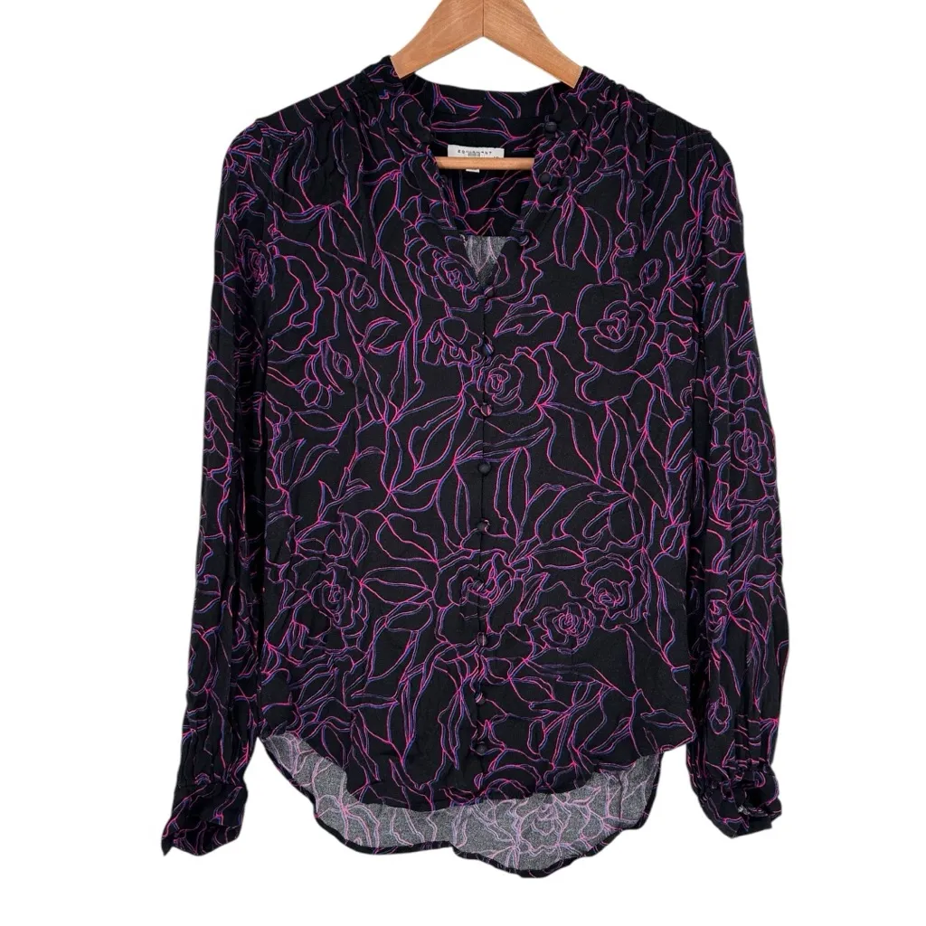 Equipment Cornelia Button Down Blouse size Small Floral Print Long Sleeves - Image 3