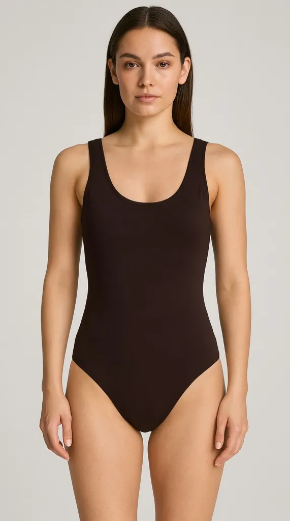 Women’s Black Bodysuit Sleeveless Scoop Neck Stretch unknown size/brand - Image 1