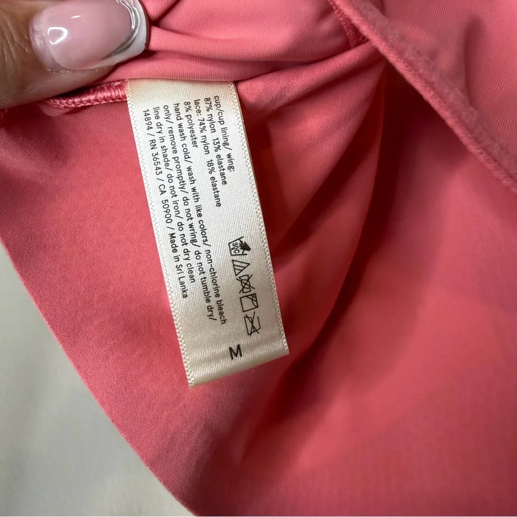 True & Co Women's M Lace Racerback Adjustable Strap Bralette Pink Size M - Image 8