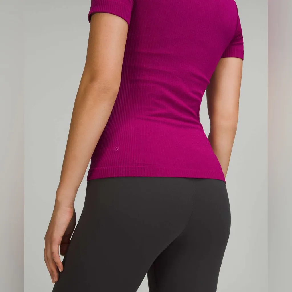 Lululemon Ebb to Street Short Sleeve Shirt Magenta Purple size 4 - Image 3