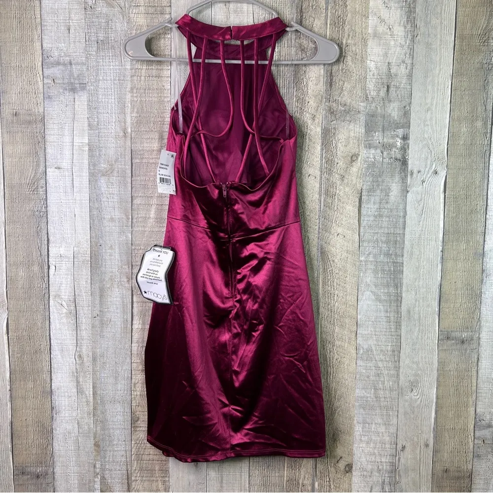 Crystal Dolls Sleeveless Short Sheath Size 9 Jr. Burgundy Party Cocktail Dress - Image 2