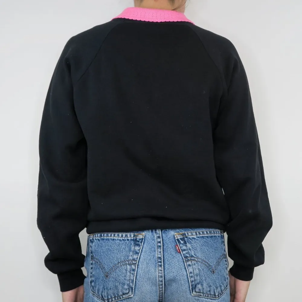 Vintage 90s Gopher Sport Graphic Cat Lady Collared Sweatshirt - Image 5