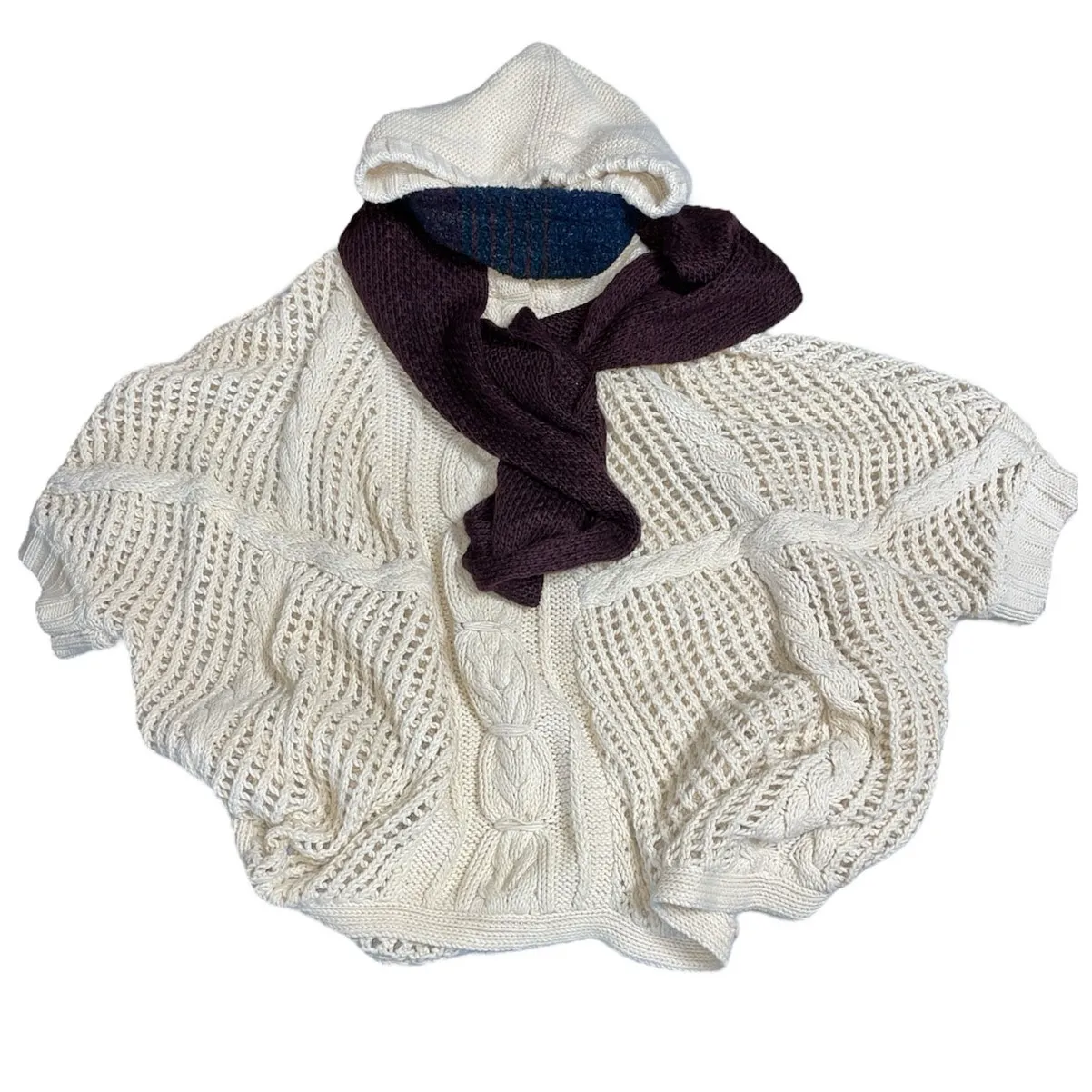 525 America Oversized Knit Hoodie Poncho Sweater S/M - Image 6