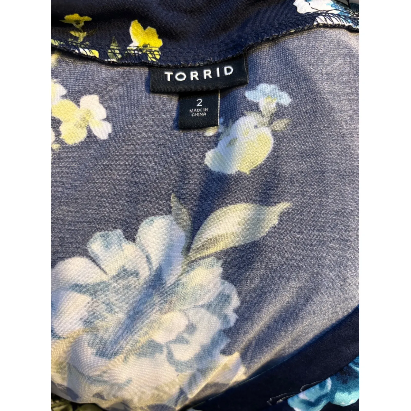 Torrid Navy Blue Floral Stretch Dress  Size 2 (Plus 2X)  Flattering & Feminine - Image 2