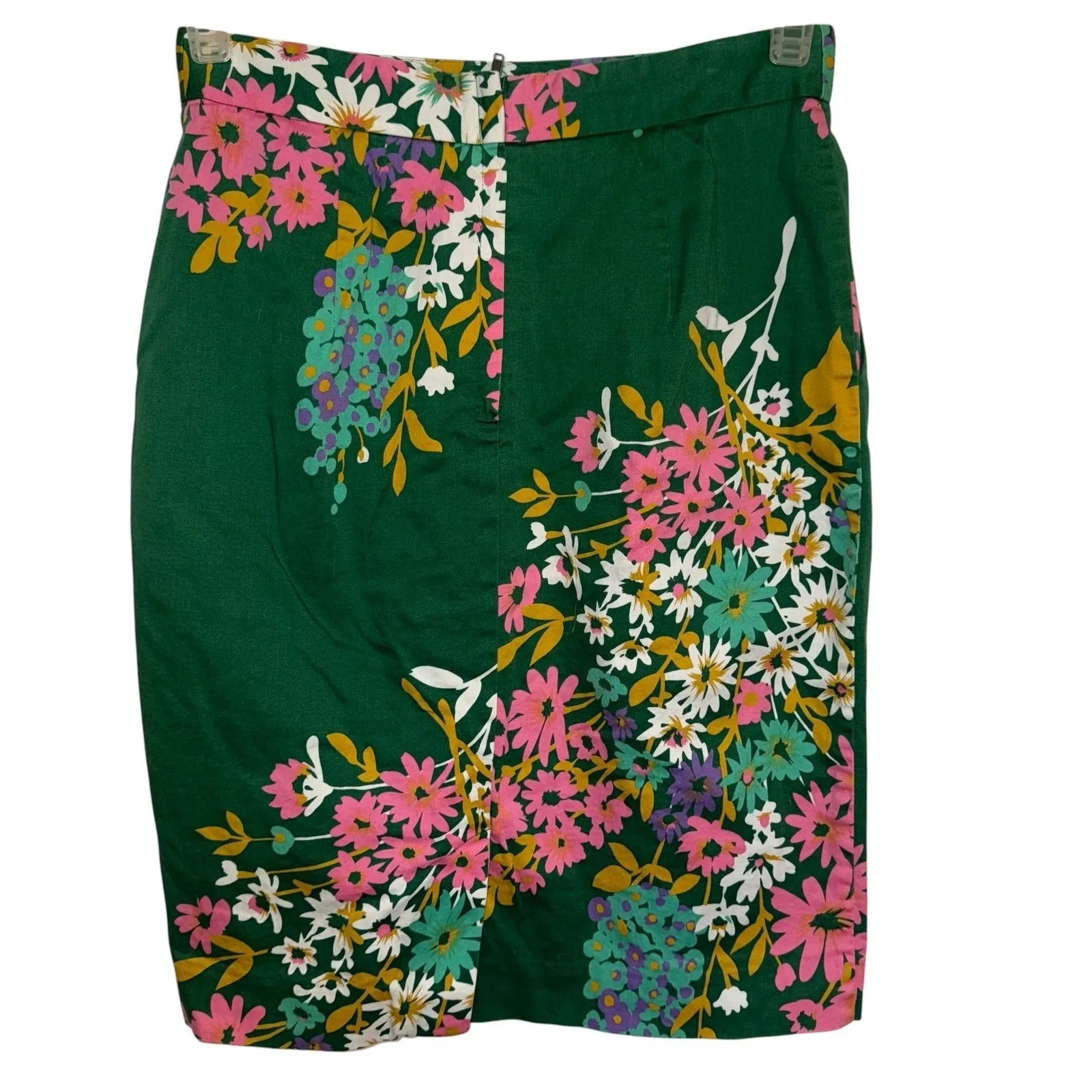 ANTHROPOLOGIE ODILLE Abronia Pink‎ Green Floral Cotton Spandex Skirt Small - Image 8