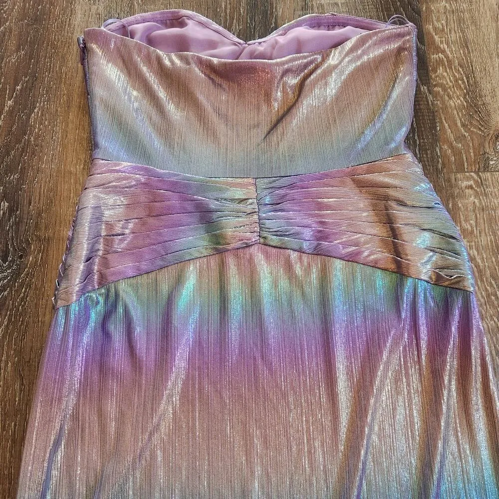 Retrofete Soleil Dress in Lilac Aurora Size Large Strapless NWT Cutout Metallic - Image 9