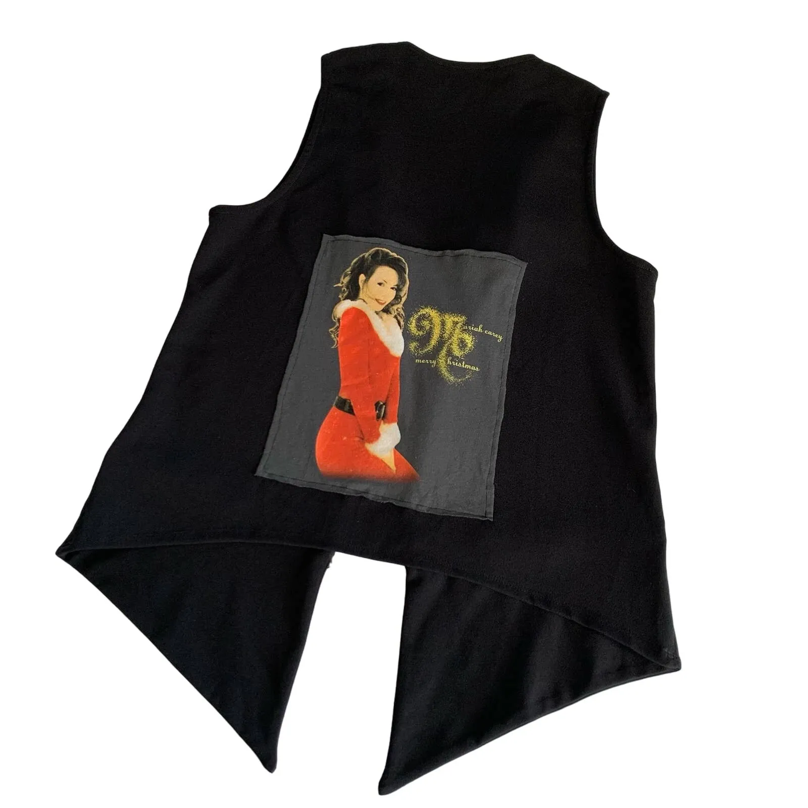 Via Penny Lane Reworked Apparel | Mariah Carey Christmas Graphic Black Vest - Image 9