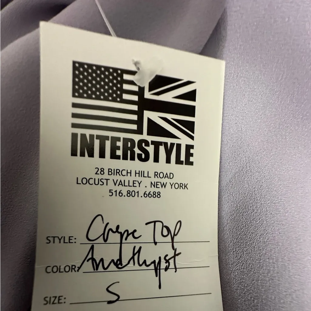 Interstyle “Amethyst” Dusty Lilac Wrap Blouse Soft Drape Long Sleeve Size Small Purple - Image 9