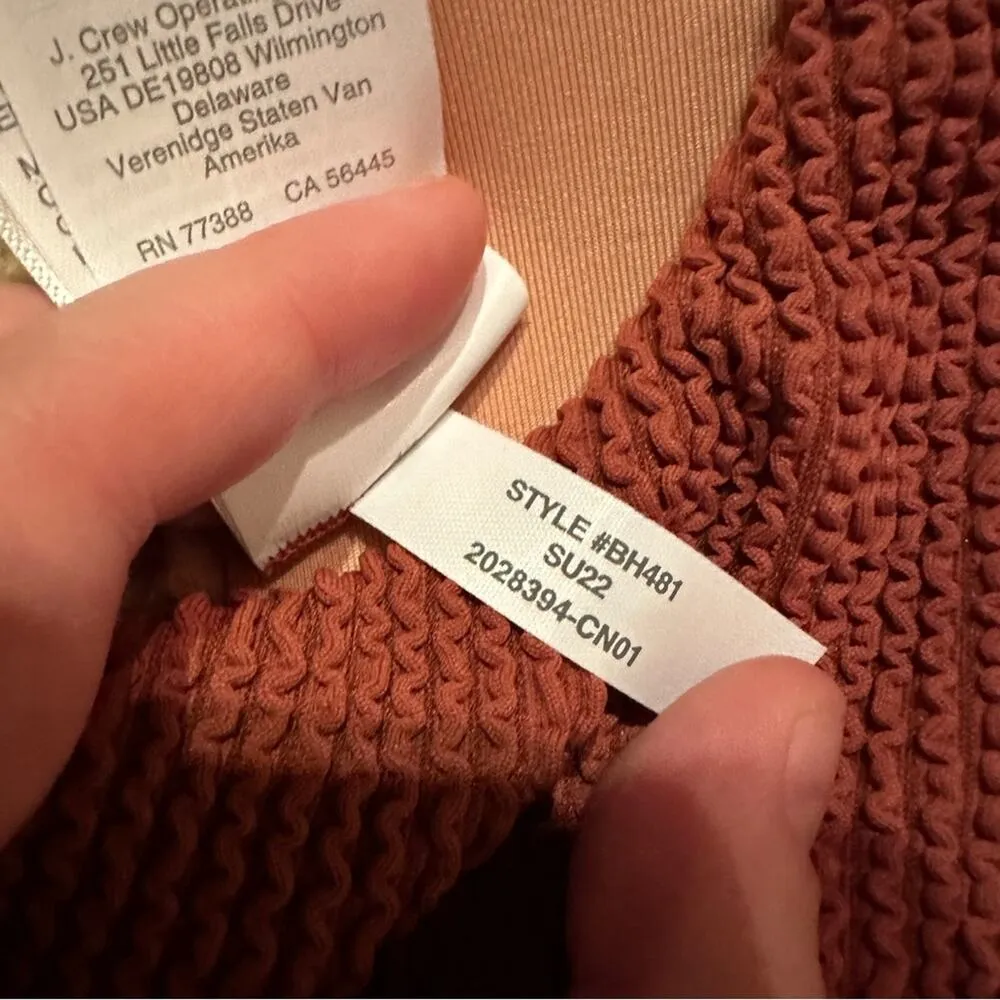 J. Crew Scrunchie‎ Knotted Scoop Neck Textured Bikini Top in Chimney Sz XXL NEW - Image 6