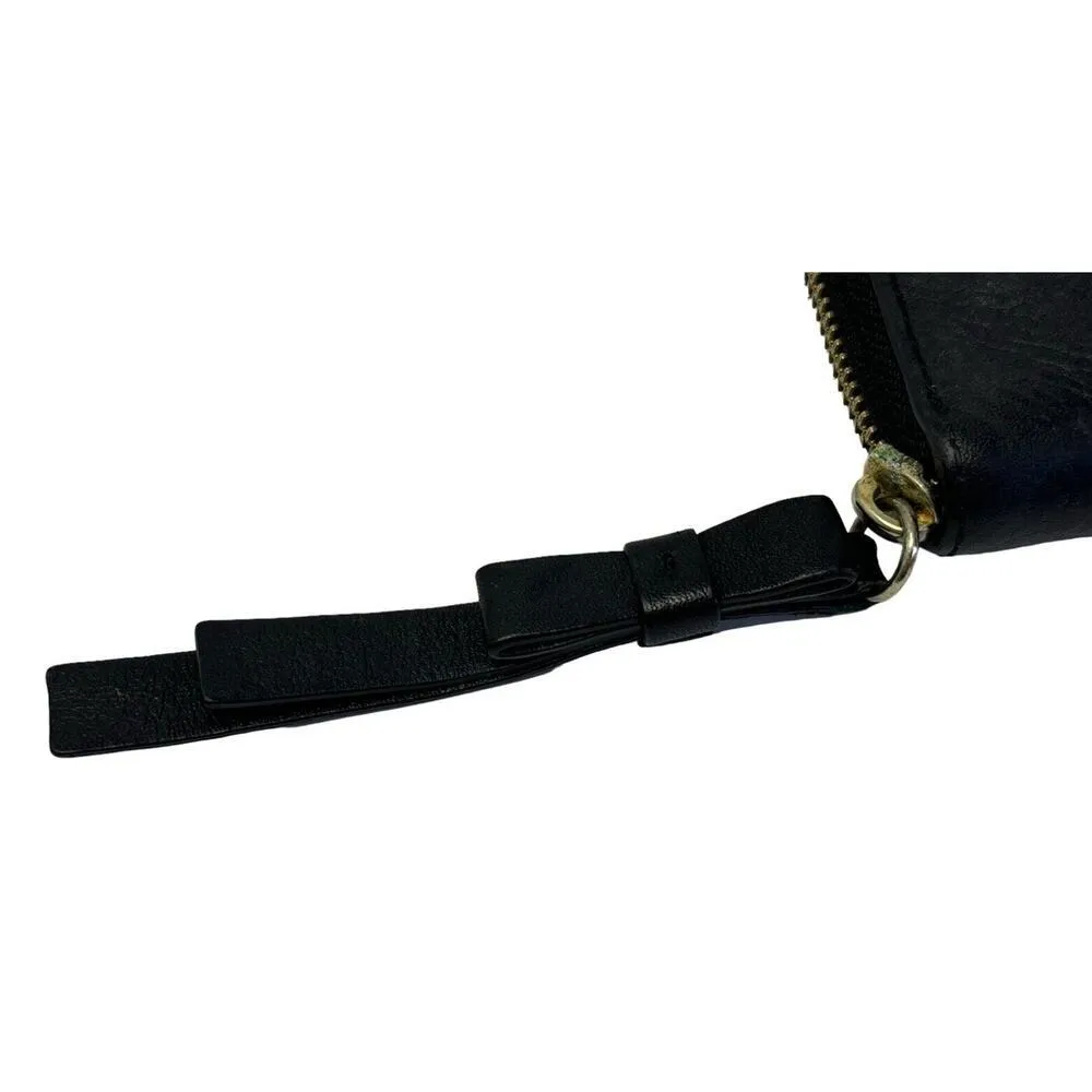 Vtg KATE SPADE New York Black Genuine Pebbled Leather Zip Around Wallet Clutch - Image 3
