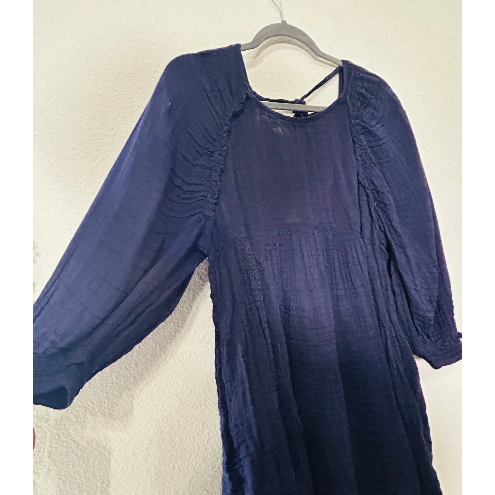NEW Free People Adler Navy Blue Long Sleeve Tunic Mini Dress Size XS Boho Scandi - Image 6