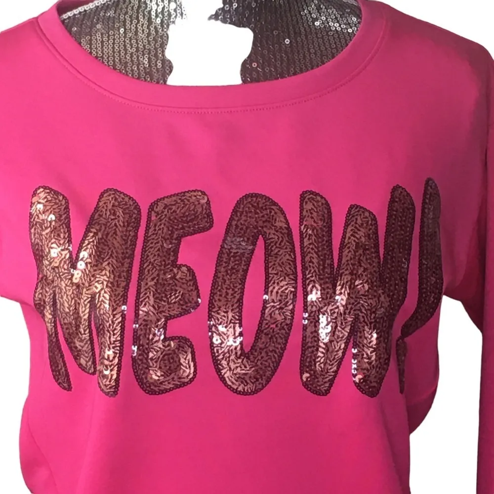 Juicy Couture sweatshirt Scuba Hot Pink Sequins Crewneck XS - Image 3