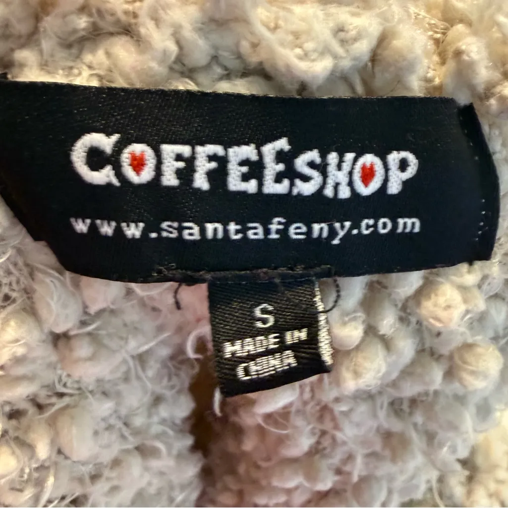 Coffeeshop Beige Open Front Cardigan Vest Women’s Sz Small Boho Neutral Texured Tan - Image 6