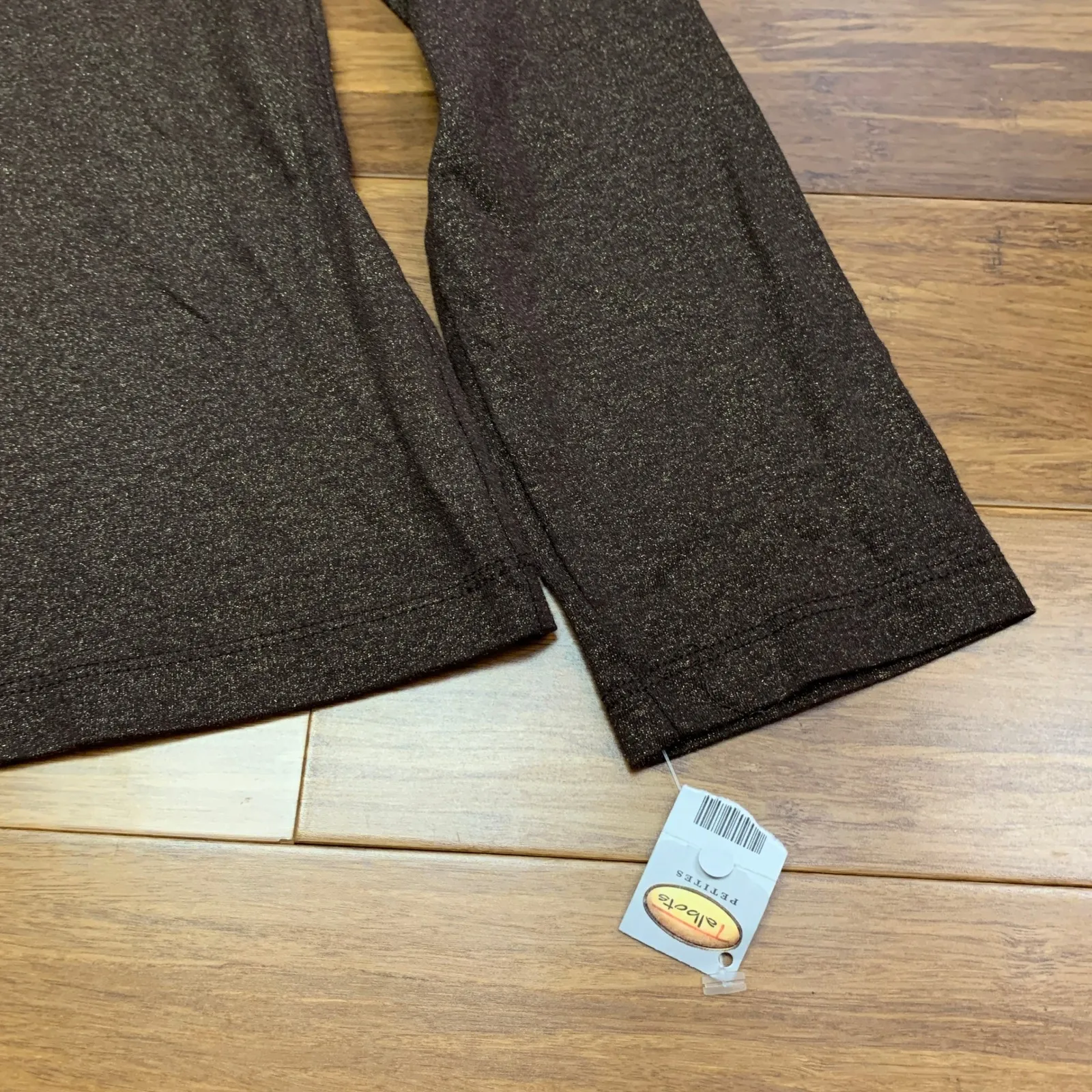 Talbots Petites Women's Brown Metallic Sparkle Long Sleeve Shirt Top Size Large - Image 3