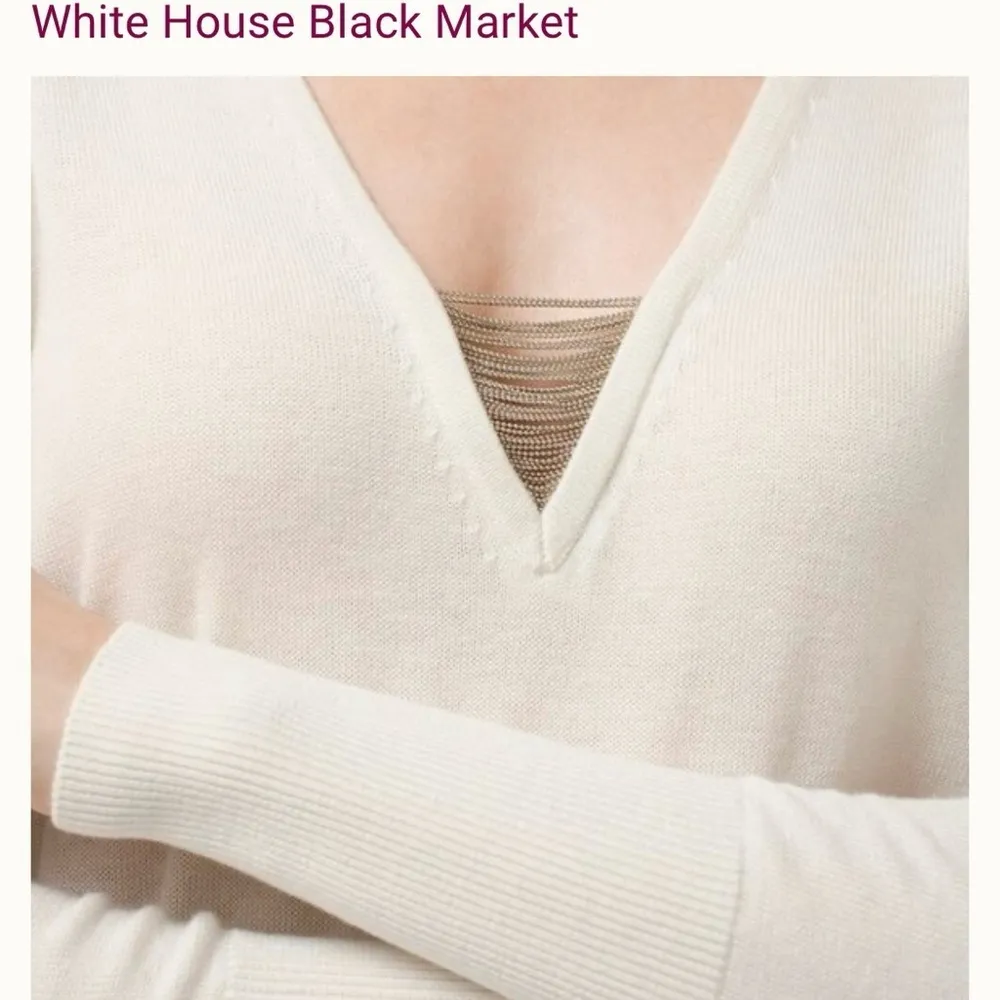 NWT WHBM Sweater Ball Chain Tunic Long Sleeve Ivory  S Long Sleeve Embellished S - Image 13