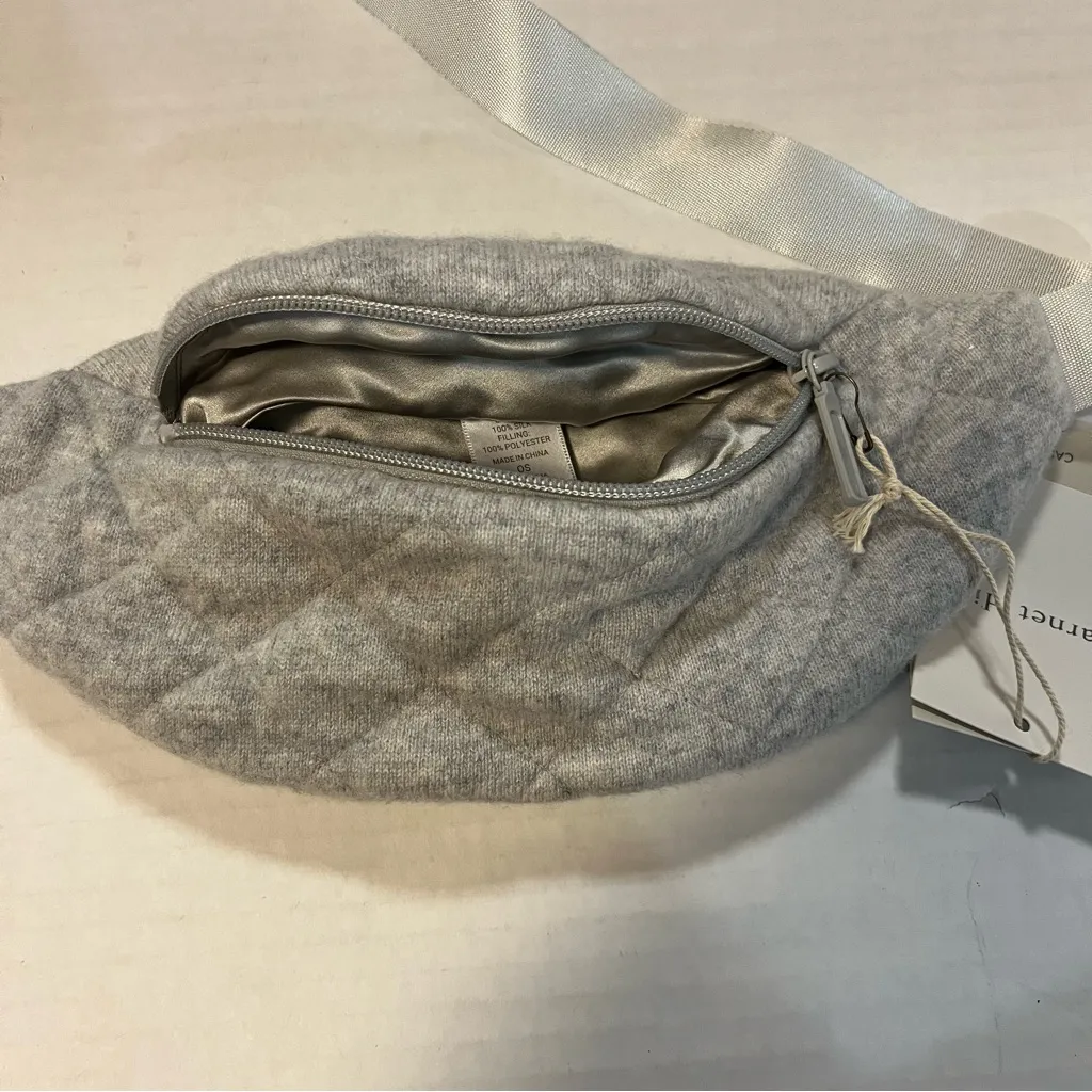 Garnet Hill Cashmere Belt Bag in Heathered Gray w/ Silk Lining NWT Great Gift! - Image 12
