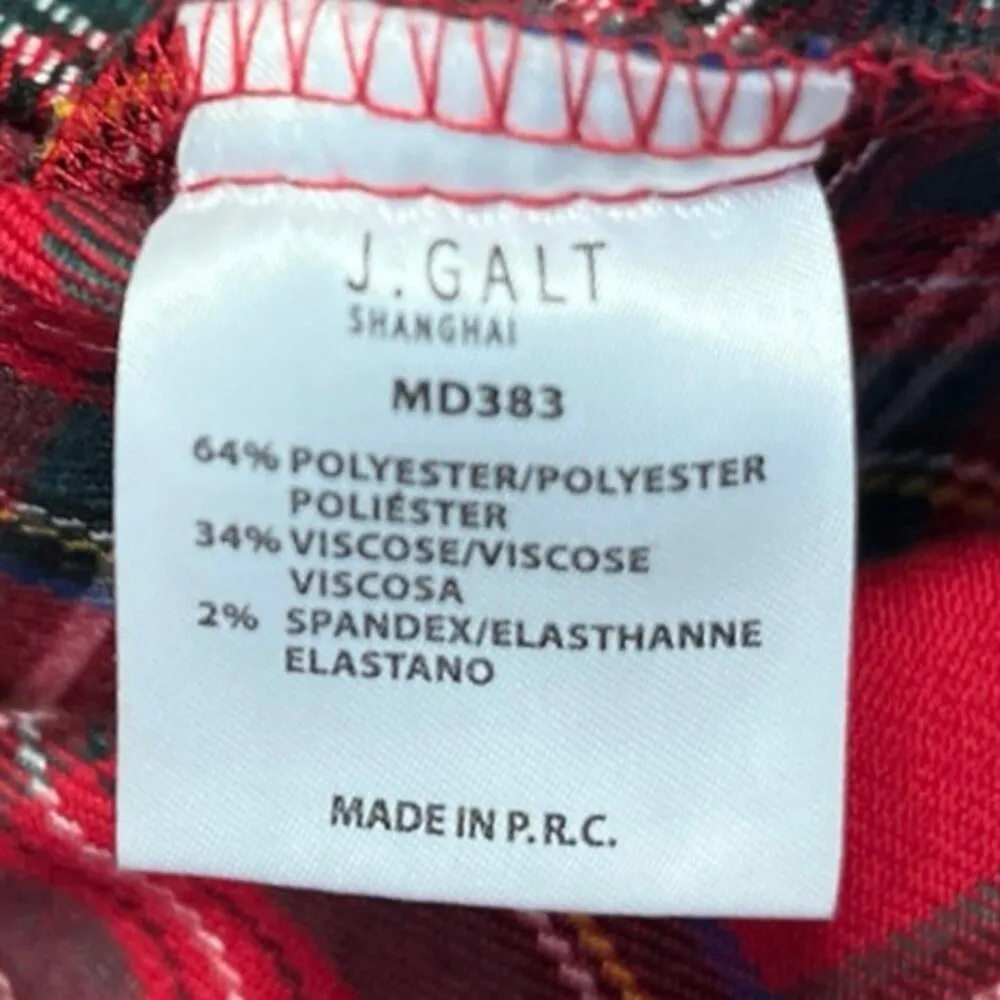 Brandy Melville J. Galt Red Multicolor Plaid Tartan High Waisted Mini Skirt Sz S - Image 5