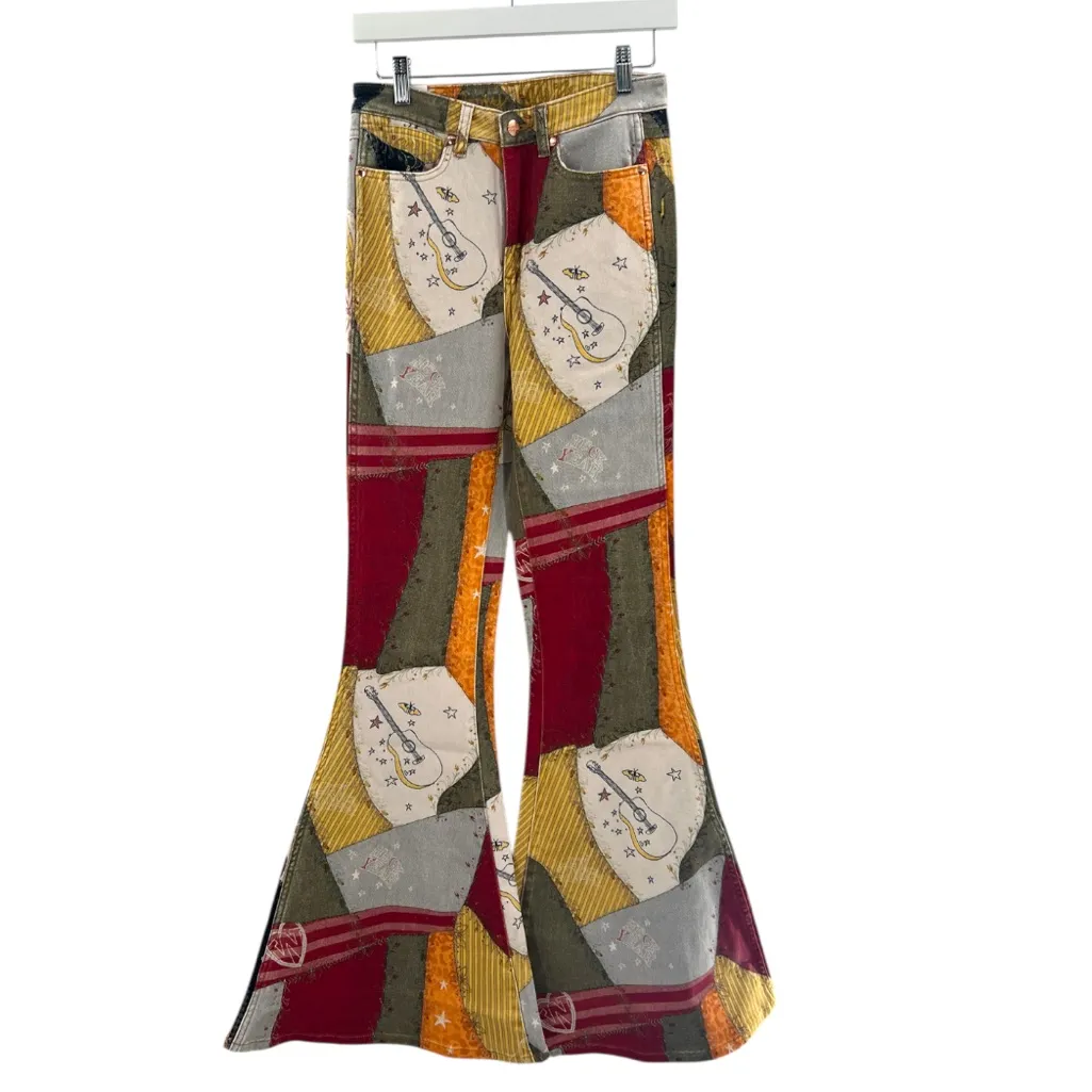 NWT Wrangler x Lainey Wilson Printed Patchwork Sundown Flare Jeans Sz 26 - Image 5