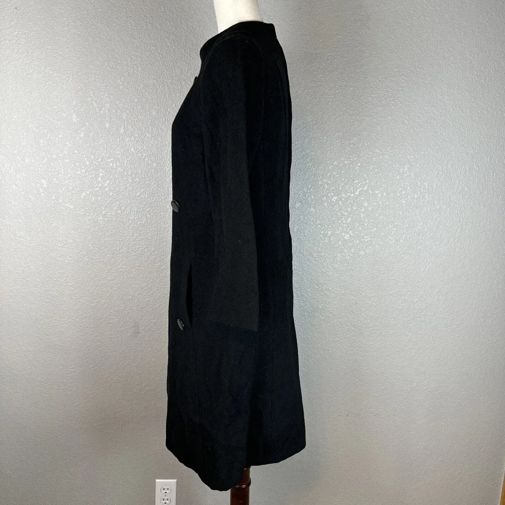 Vintage Lillie Rubin Womens Coat Dress M Medium Black 100% Camel Hair Pockets - Image 5