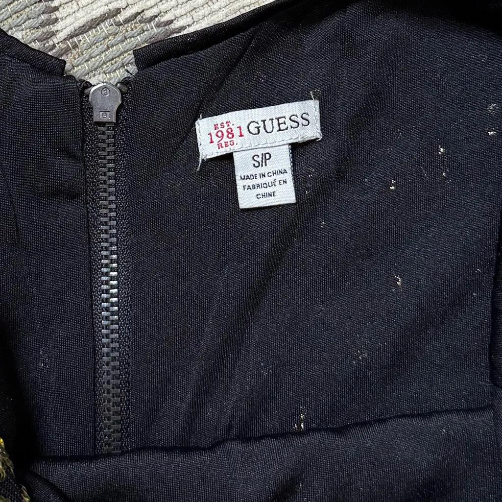 Guess Sequin Dress Black Gold Vienna Leopard Mini Party Holiday NYE S Small - Image 5