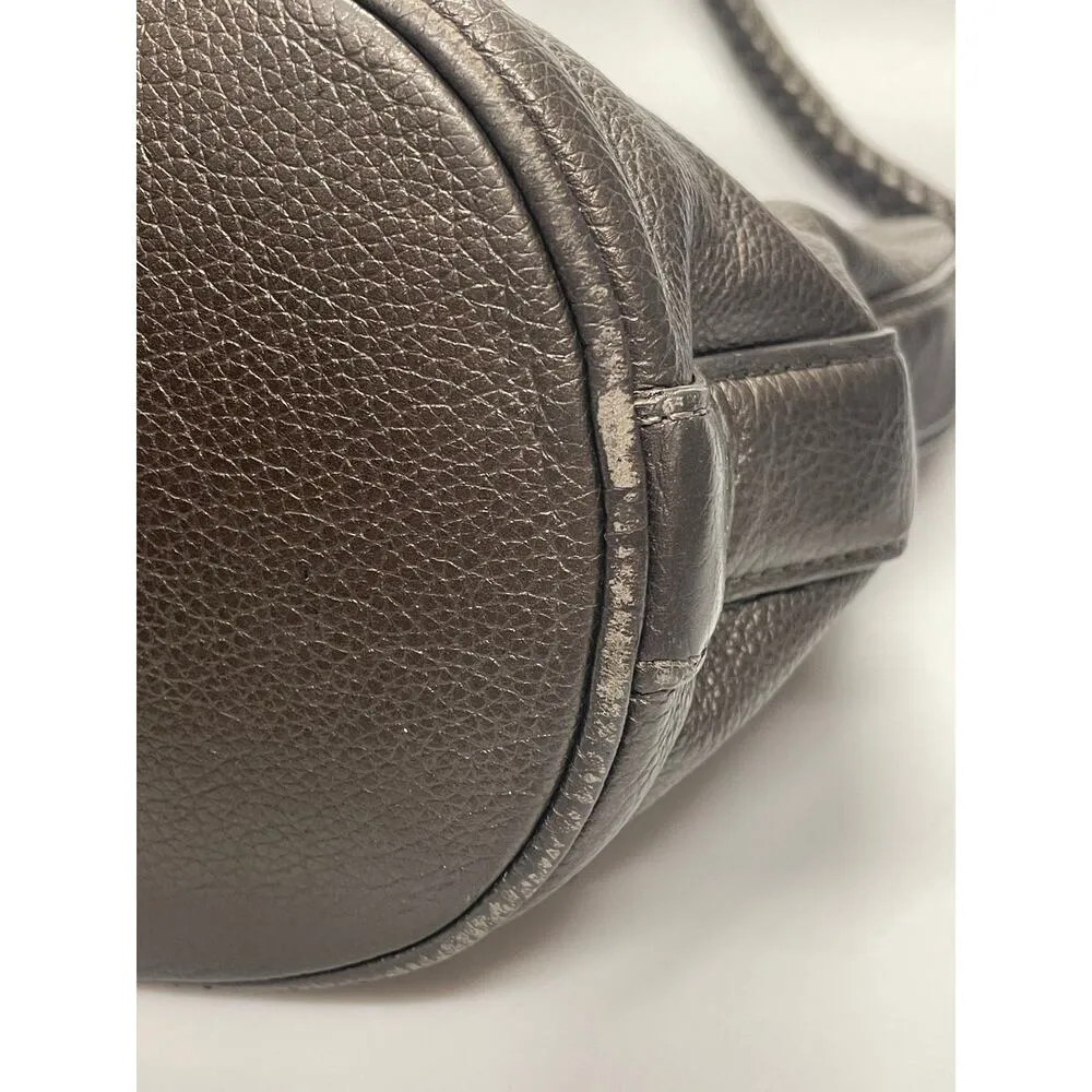 Brighton Your Bag Beck Bucket Organizer Pewter Wide Bottom Hobo Shoulder Purse - Image 4