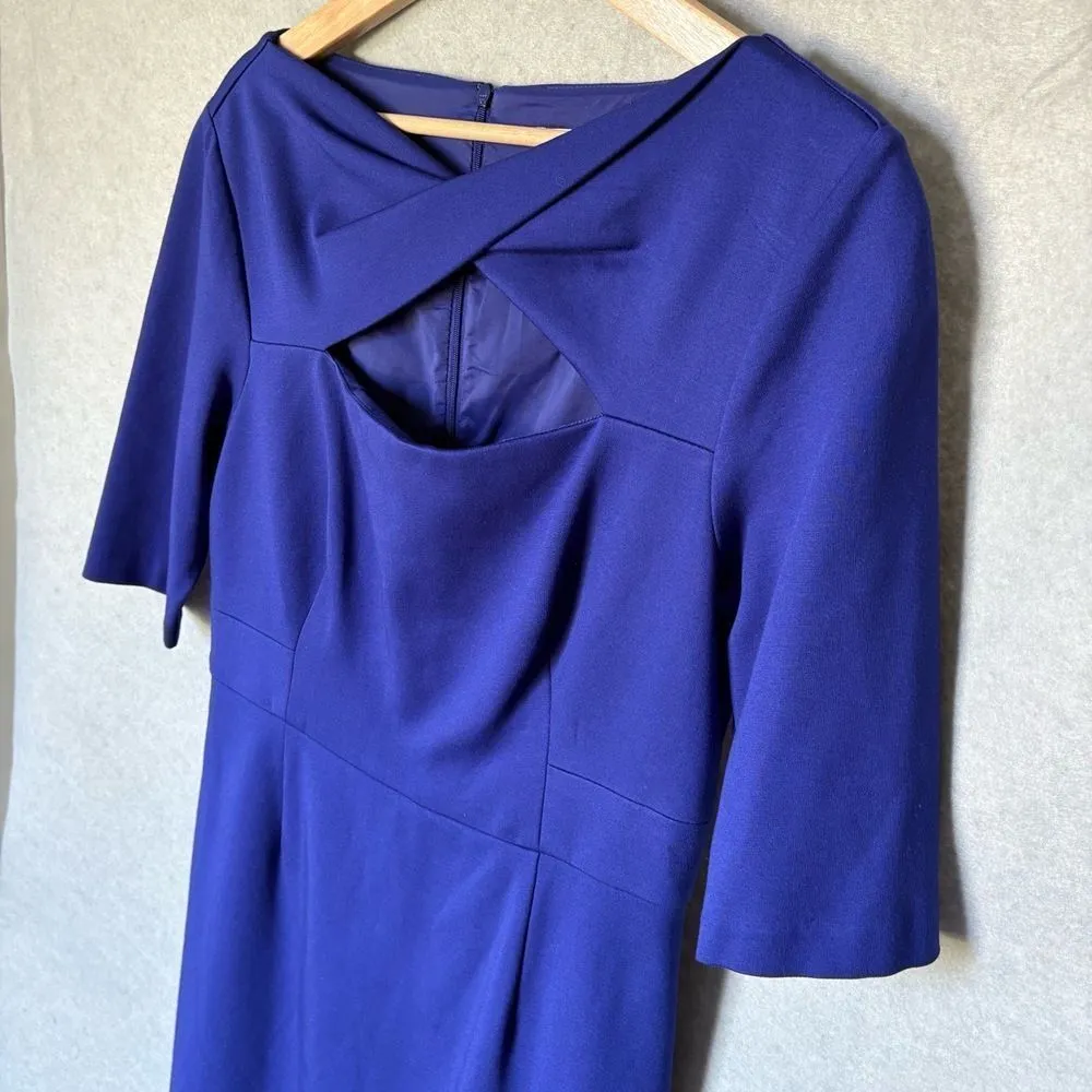 TRINA TURK Dress Womens Size 10 Indigo Blue Sheath Half Sleeve Career Office - Image 4