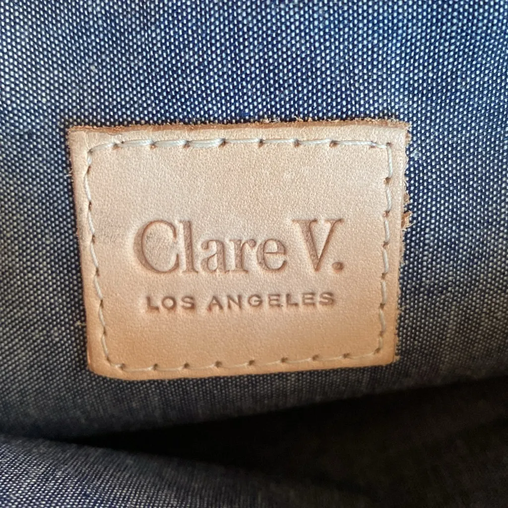 Clare V. Leather Clutch/Leather Geometric Pattern “CHARMANT CHARMANT” Red Blue - Image 6