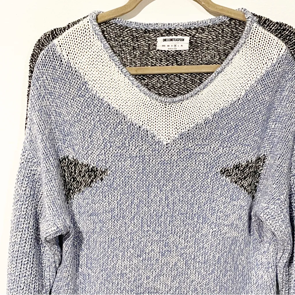 One x One Teaspoon Medium Blue Snow Drift Long Sleeve Sweater Dress‎ - Image 4