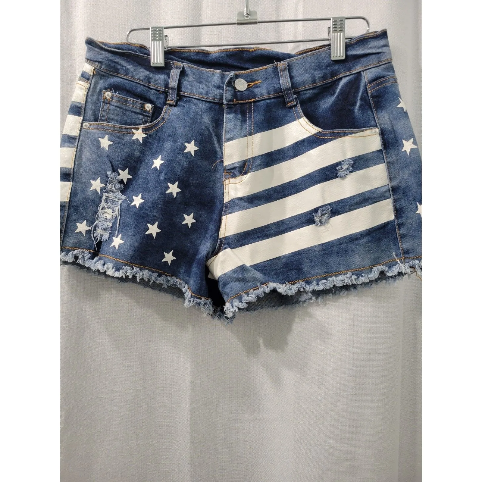 Davi & Dani American Flag SHORTS USA  denim  White  Blue 4th July women Size M - Image 2