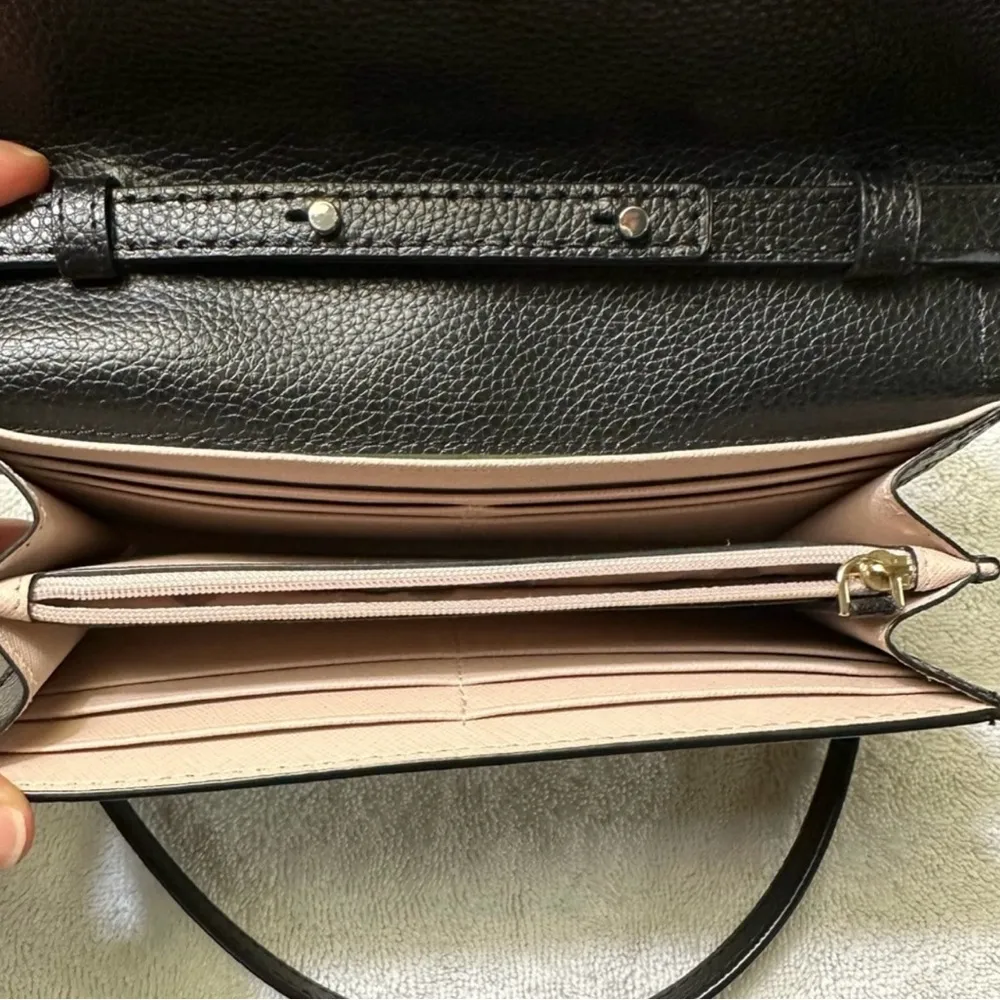 NEW! Kate Spade Eva Wallet On A Chain – Black Pebbled Leather - Image 9