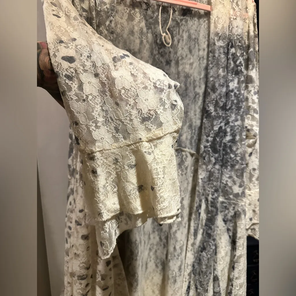 New ORIGAMI Ivory White & Grey Floral Lace Boho Western Cardigan/Duster Gray Size undefined - Image 4