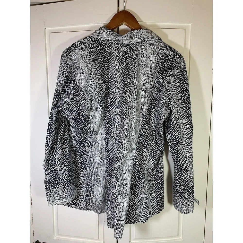 Harve Benard Animal Print‎ Blouse Womens XL Snake Office Mob Wife Preppy Chic - Image 3