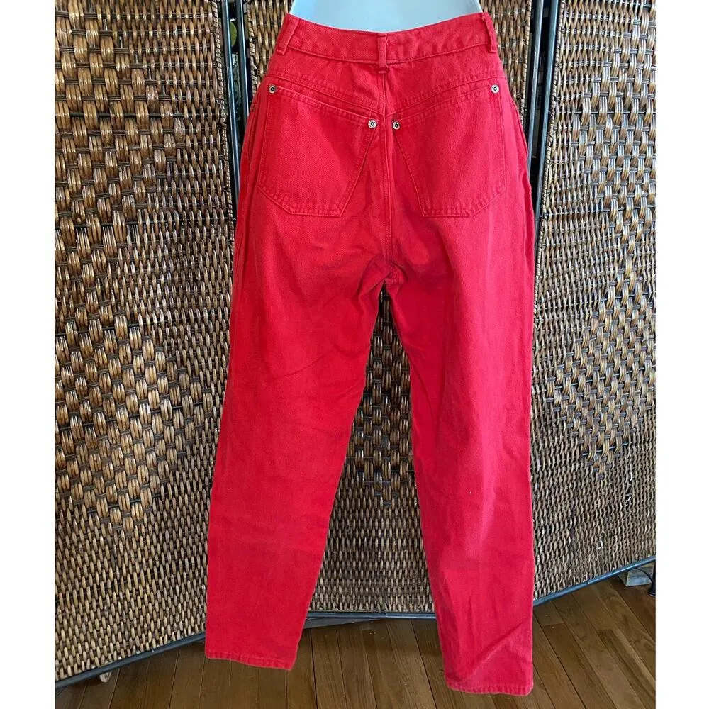 Size XS//Vintage 80s Red Calvin Klein High Waisted Mom Jeans - Image 2