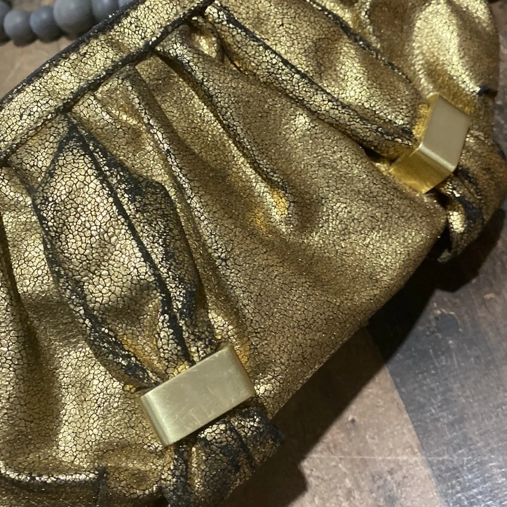 BOTKIER wristlet Target Collab Metallic‎ gold Distressed Leather Clutch - Image 6